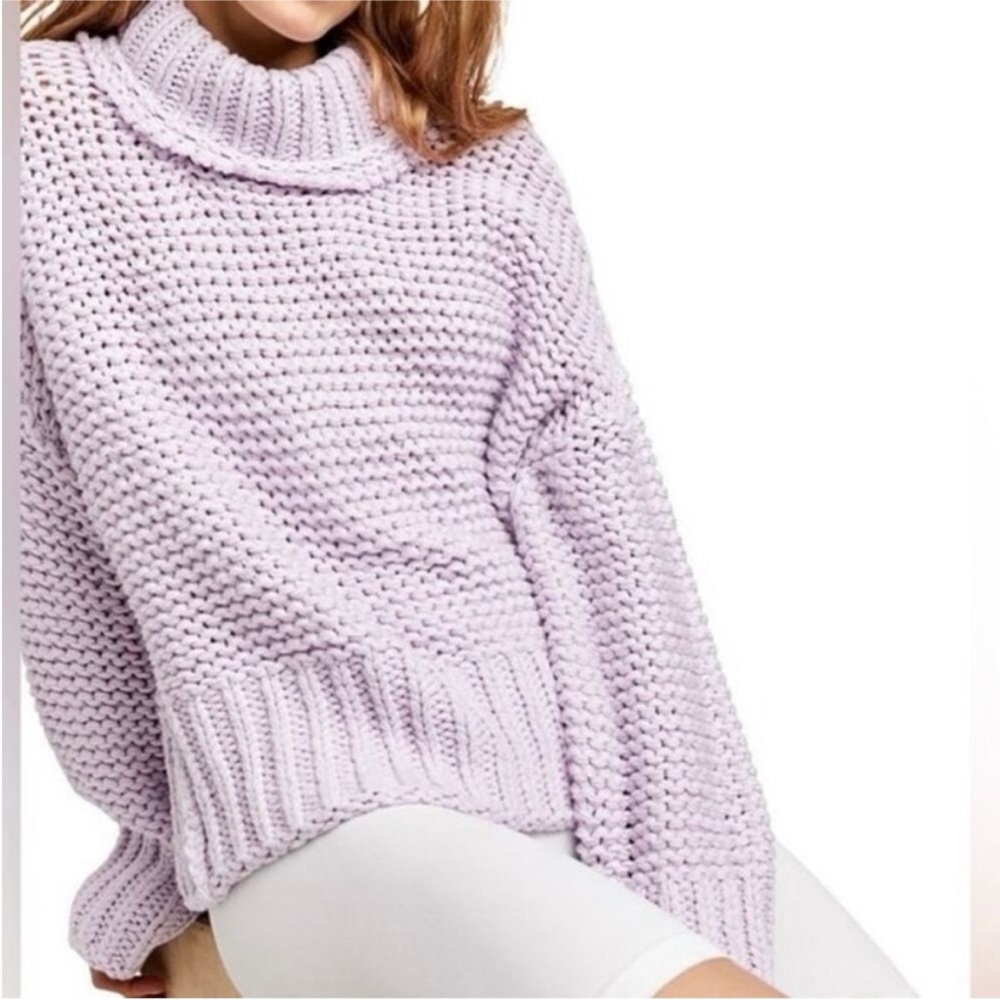 Free People Lavender Cowl Neck Sweater